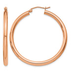 14k Rose Gold 3x40mm Polished Lightweight Tube Hoop Earrings