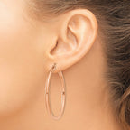 14k Rose Gold 3x45mm Polished Lightweight Tube Hoop Earrings