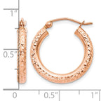 14k Rose Gold 3x20mm Diamond-cut Round Tube Hoop Earrings