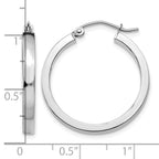 14k White Gold 2x25mm Polished Rectangle Tube Hoop Earrings