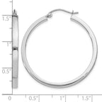 14k White Gold 2x35mm Polished Rectangle Tube Hoop Earrings