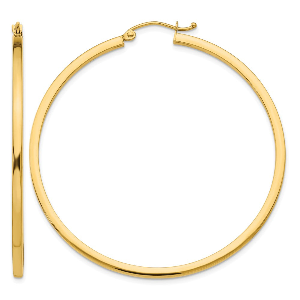 14k 2x50mm Square Tube Hoop Earrings