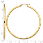 14k 2x55mm Square Tube Hoop Earrings