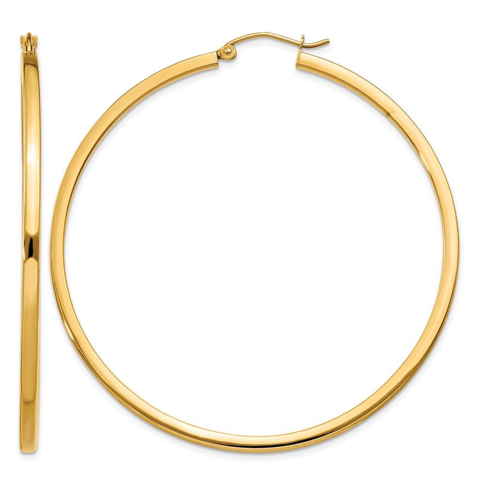 14k 2x55mm Square Tube Hoop Earrings