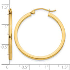 14k 2x30mm Square Tube Hoop Earrings