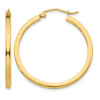 14k 2x30mm Square Tube Hoop Earrings