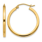 14k 2x25mm Square Tube Hoop Earrings