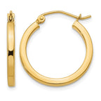 14k 2x20mm Square Tube Hoop Earrings
