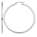 14k White Gold 2x50mm Square Tube Hoop Earrings