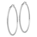 14k White Gold 2x55mm Square Tube Hoop Earrings