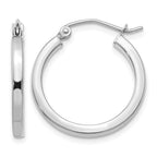 14k White Gold 2x20mm Square Tube Hoop Earrings
