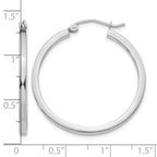 14k White Gold 2x30mm Square Tube Hoop Earrings