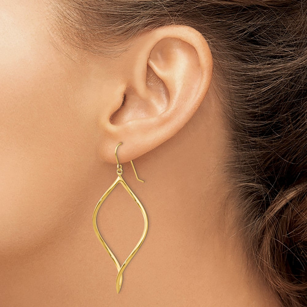 14k Polished Twisted Drop French Hook Earrings