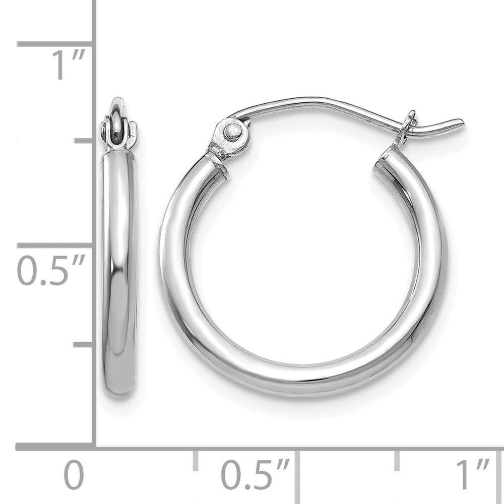 14k White Gold 2x18mm Polished Tube Hoop Earrings
