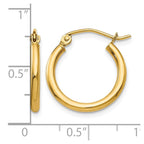 14k 2x17mm Polished Lightweight Tube Hoop Earrings
