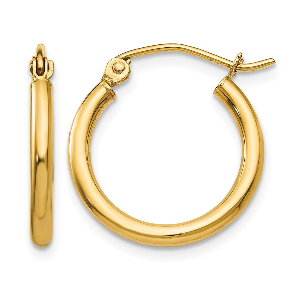14k 2x17mm Polished Lightweight Tube Hoop Earrings