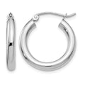 14K White Gold 3x20mm Polished Tube Hoop Earrings