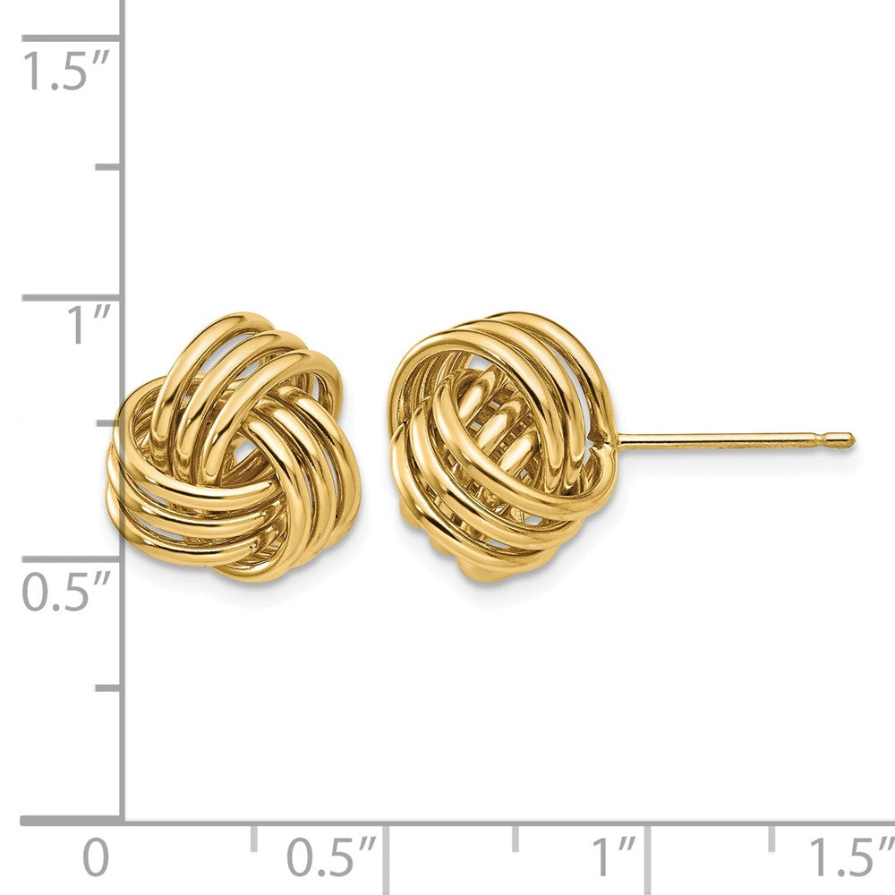 14k 12mm Polished Triple Love Knot Post Earrings