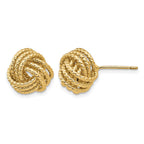 14k 12mm Polished and Twisted Love Knot Post Earrings
