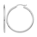 14k White Gold 2x35mm Polished Lightweight Tube Hoop Earrings