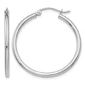 14k White Gold 2x30mm Polished Lightweight Tube Hoop Earrings