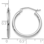 14k White Gold 2x20mm Polished Tube Hoop Earrings