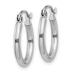 14k White Gold 2x15mm Polished Lightweight Tube Hoop Earrings