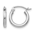 14k White Gold 2x12mm Polished Lightweight Tube Hoop Earrings