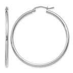14k White Gold 2x40mm Polished Tube Hoop Earrings