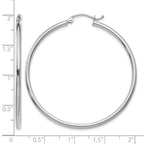 14k White Gold 2x45mm Polished Tube Hoop Earrings