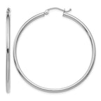 14k White Gold 2x45mm Polished Tube Hoop Earrings