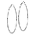14k White Gold 2x50mm Polished Tube Hoop Earrings