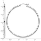 14k White Gold 2x50mm Polished Tube Hoop Earrings
