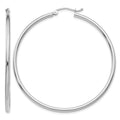 14k White Gold 2x50mm Polished Tube Hoop Earrings