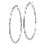 14k White Gold 2x50mm Polished Lightweight Tube Hoop Earrings
