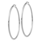 14k White Gold 2x55mm Polished Tube Hoop Earrings