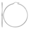 14k White Gold 2x60mm Polished Tube Hoop Earrings