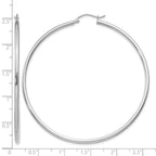 14k White Gold 2x60mm Polished Lightweight Tube Hoop Earrings