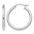14K White Gold 2.5x25mm Polished Lightweight Tube Hoop Earrings