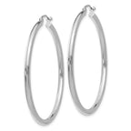 14K White Gold 2.5x45mm Polished Lightweight Tube Hoop Earrings