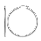 14K White Gold 2.5x45mm Polished Lightweight Tube Hoop Earrings