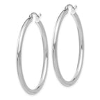 14K White Gold 2.5x40mm Polished Lightweight Tube Hoop Earrings