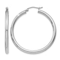 14K White Gold 3x40mm Polished Tube Hoop Earrings