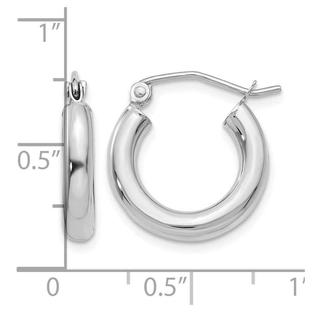 14K White Gold 3x16mm Polished Tube Hoop Earrings