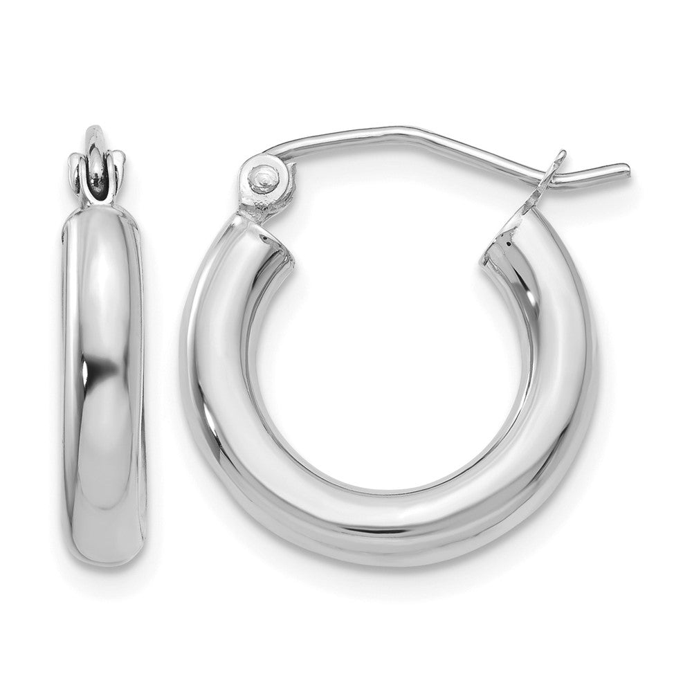 14K White Gold 3x16mm Polished Tube Hoop Earrings