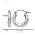 14K White Gold 3x14mm Polished Tube Hoop Earrings