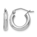 14K White Gold 3x14mm Polished Tube Hoop Earrings