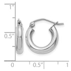14K White Gold 3x14mm Polished Lightweight Tube Hoop Earrings
