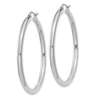 14K White Gold 3x45mm Polished Lightweight Tube Hoop Earrings