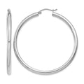 14K White Gold 3x50mm Polished Tube Hoop Earrings